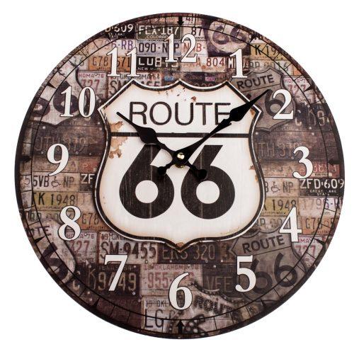 Dřevěné nástěnné hodiny Route 66