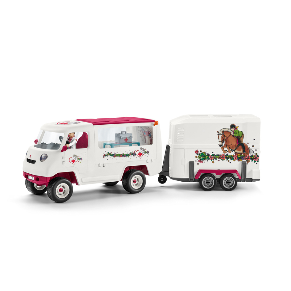 Schleich 42370 Mobilní veterinářská klinika s klisnou a ošetřovatelem