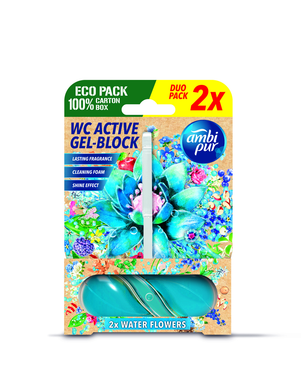 Ambipur WC Active gel-blok vodní květy 2x 45 g