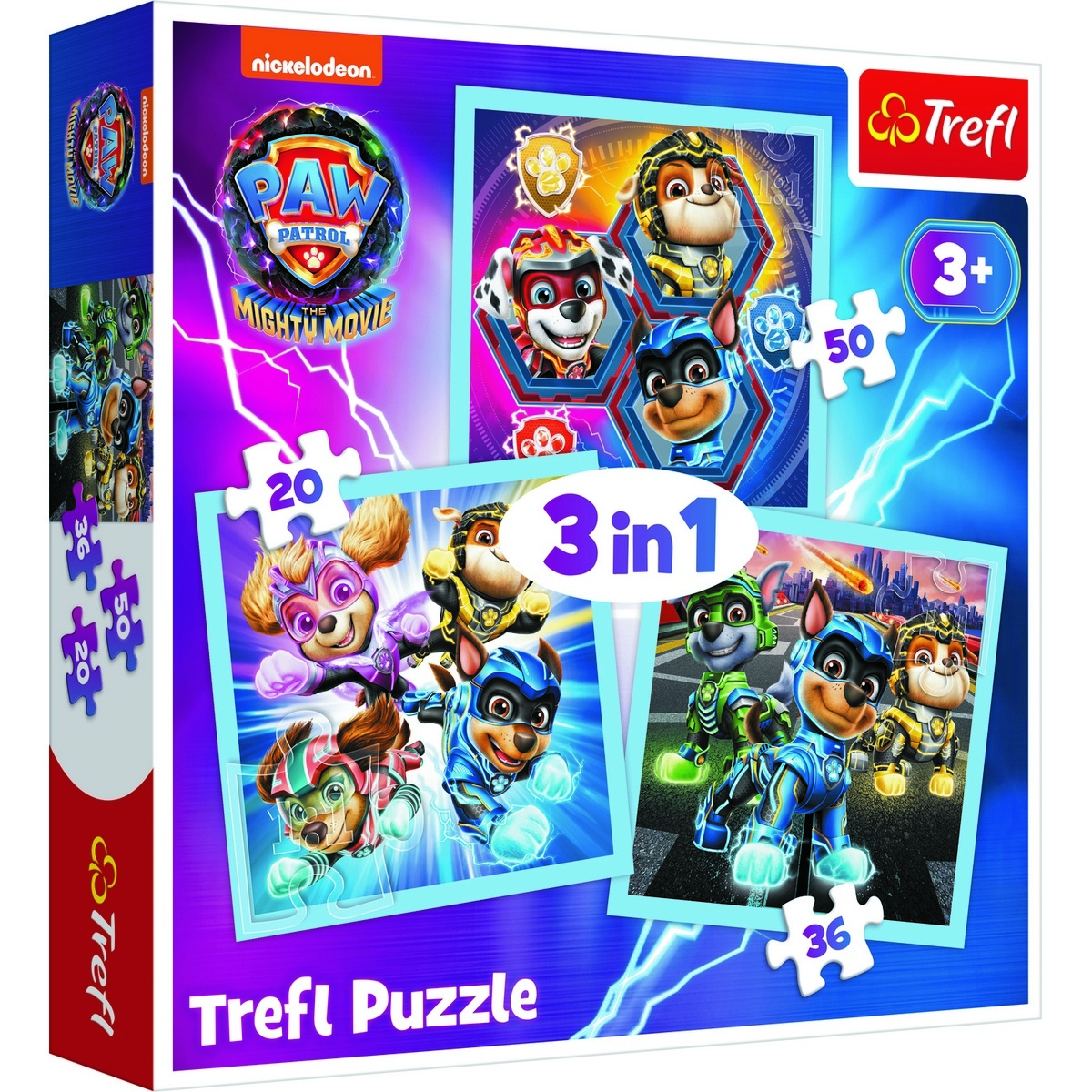 Puzzle 3v1 Mocná štěňata Tlapková patrola/Paw Patrol 20x19