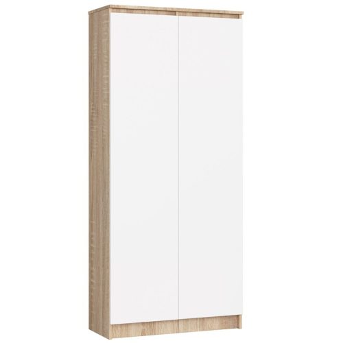 Regál R 80 cm CLP 2 dvířka 8 poliček dub sonoma/bílá